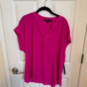 Cynthia Steffe Pink Short Sleeve Mandarin Collar Blouse